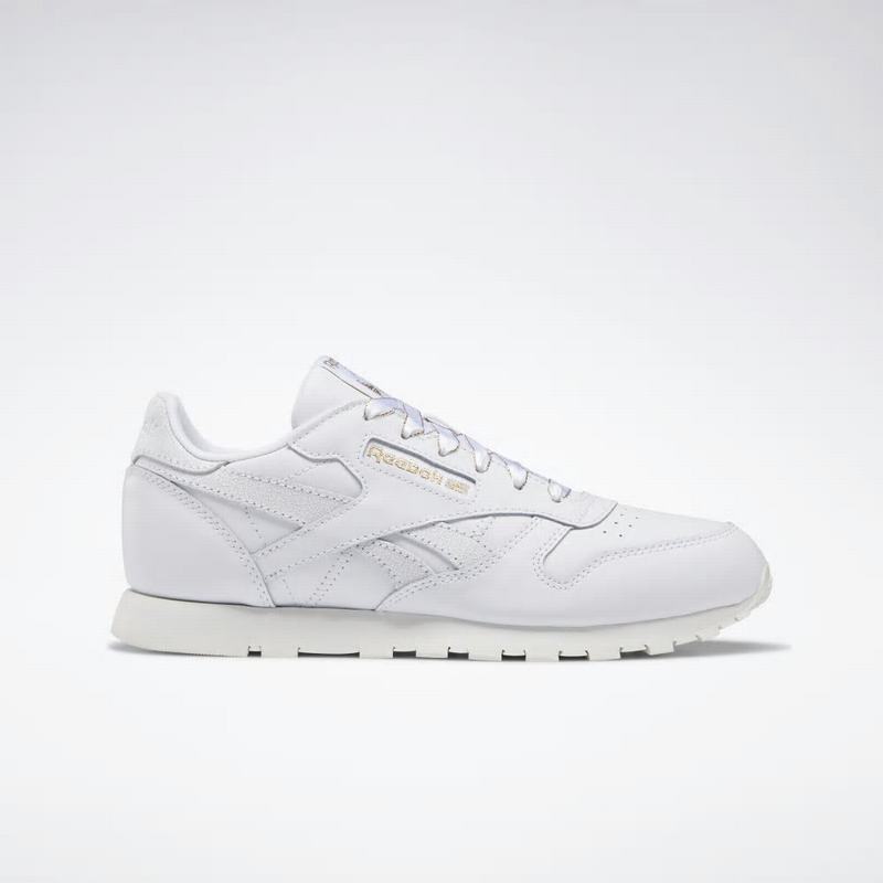 Reebok Classic Leather Tenisky Dievcenske - Biele/Zlate RO6635LN